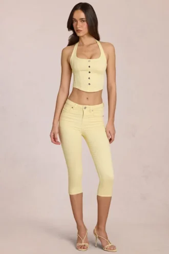 Anessa Capri-jeans med medelhög midja i citrongult
