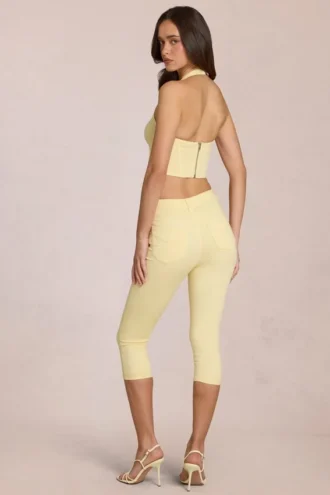 Anessa Capri-jeans med medelhög midja i citrongult