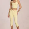 Anessa Capri-jeans med medelhög midja i citrongult