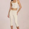 Anessa Capri-jeans med medelhög midja i färgen Ivory