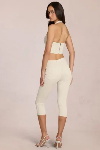 Anessa Capri-jeans med medelhög midja i färgen Ivory