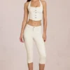 Anessa Capri-jeans med medelhög midja i färgen Ivory