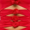 Aniela Slinky Jersey Rose Detail Cut Out Miniklänning i scharlakansrött