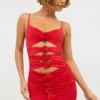 Aniela Slinky Jersey Rose Detail Cut Out Miniklänning i scharlakansrött