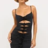 Aniela Slinky Jersey Rose Detail Cut Out Miniklänning i svart