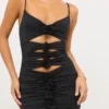 Aniela Slinky Jersey Rose Detail Cut Out Miniklänning i svart