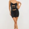 Aniela Slinky Jersey Rose Detail Cut Out Miniklänning i svart
