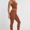 Anona byxor med medelhög midja i modal-kashmirblandning i kastanjebrunt