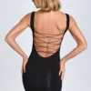 Aoife Modal Lace-Trim Bodycon Miniklänning i svart