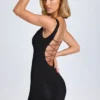 Aoife Modal Lace-Trim Bodycon Miniklänning i svart