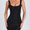 Aoife Modal Lace-Trim Bodycon Miniklänning i svart