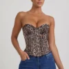 Araminta snörningskorsett i leopardmönster