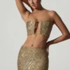 Ariana Embellished Cut-Out Crop Top i guld