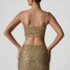Ariana Embellished Cut-Out Crop Top i guld