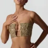 Ariana Embellished Cut-Out Crop Top i guld