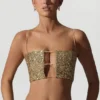 Ariana Embellished Cut-Out Crop Top i guld
