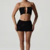 Ariana Embellished Cut-Out Crop Top i svart