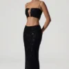 Ariana Embellished Cut-Out Crop Top i svart