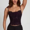 Armelia Embellished Peekaboo Cowl-Neck Top i Purple Snake