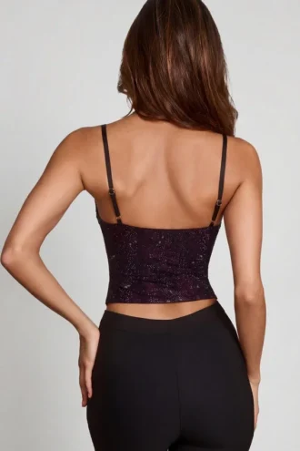Armelia Embellished Peekaboo Cowl-Neck Top i Purple Snake