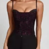 Armelia Embellished Peekaboo Cowl-Neck Top i Purple Snake