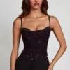 Armelia Embellished Peekaboo Cowl-Neck Top i Purple Snake