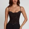 Armelia Embellished Peekaboo Cowl-Neck Top i svart