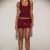Asta Embellished Mid-Rise A-Line Mini Kjolar i burgundy