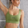 Asymmetrisk sport-BH i olivgrönt