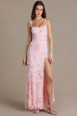 Aurelia Embellished Corset Gown i babyrosa