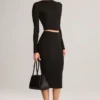 Aven Modal Mid-Rise Pencil Midi Kjol i svart