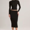 Aven Modal Mid-Rise Pencil Midi Kjol i svart