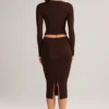 Aven Modal Mid-Rise Pencil Midi Kjolar i chokladbrunt