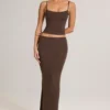 Avenley Modal Mid-Rise Fishtail Maxi Kjolar i chokladbrunt