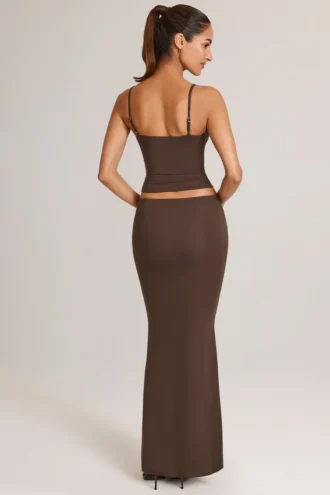 Avenley Modal Mid-Rise Fishtail Maxi Kjolar i chokladbrunt