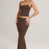 Avenley Modal Mid-Rise Fishtail Maxi Kjolar i chokladbrunt