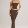 Avenley Modal Mid-Rise Fishtail Maxi Kjolar i chokladbrunt