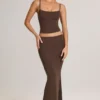 Avenley Modal Mid-Rise Fishtail Maxi Kjolar i chokladbrunt