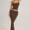 Avenley Modal Mid-Rise Fishtail Maxi Kjolar i chokladbrunt