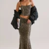 Avenley Modal Mid-Rise Fishtail Maxi Kjolar i leopardmönster
