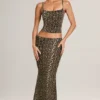 Avenley Modal Mid-Rise Fishtail Maxi Kjolar i leopardmönster