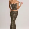Avenley Modal Mid-Rise Fishtail Maxi Kjolar i leopardmönster