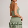 Azaria Modal Ruffle Mid-Rise Mini Skort i salviagrön
