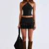 Azaria Modal Ruffle Mid-Rise Mini Skort i svart