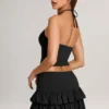 Azaria Modal Ruffle Mid-Rise Mini Skort i svart