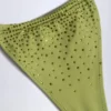 Bali Embellished Drawstring Thong Bikinibyxor i olivgrönt