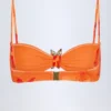Baracoa bikinitopp med halterneck och metallbeslag i orange orkidé-mönster