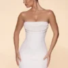 Basel Embellished Strapless Cowl Neck Miniklänning i Ivory