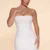 Basel Embellished Strapless Cowl Neck Miniklänning i Ivory