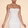 Basel Embellished Strapless Cowl Neck Miniklänning i Ivory